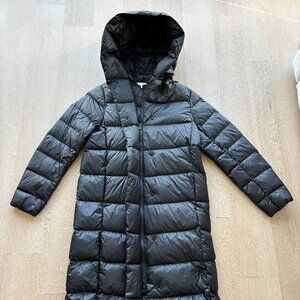 🖤 H&M Black Long Down Puffer Coat Size S | Hooded Warm Winter Jacket